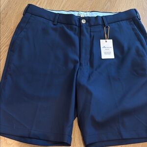 Peter Millar Blue Flat Front Shorts for Casual Elegance